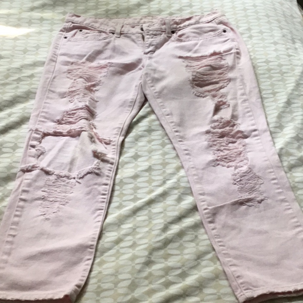 Pink Distressed jeans